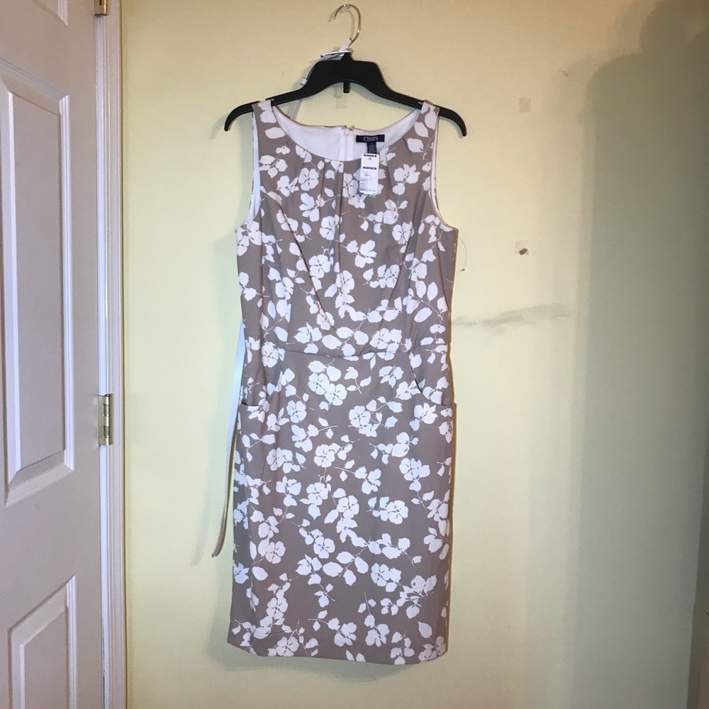Chaps Floral Dress with Pockets and Belt